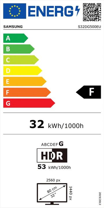 Label énergétique Samsung Odyssey G5 (2560 x 1440 pixels, 32")