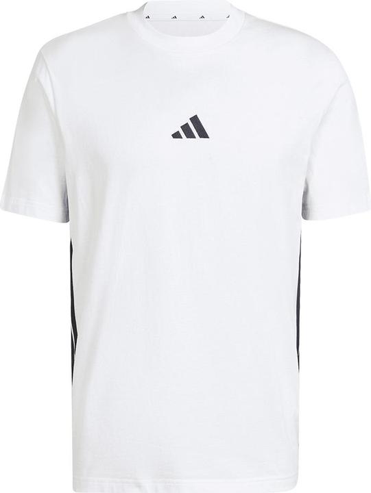 adidas Herren Essential Three Stripes Single Jersey Tee, White/Black, L (L)