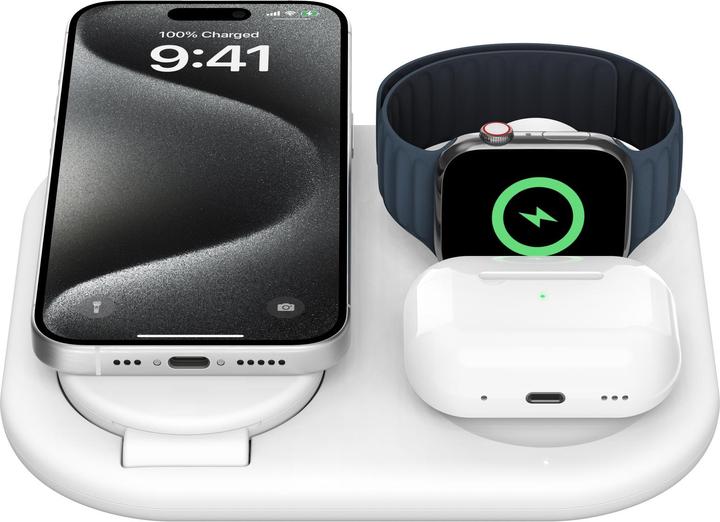 Actual product image Belkin BoostCharge 3-in-1 Qi2 charging station (15 W)