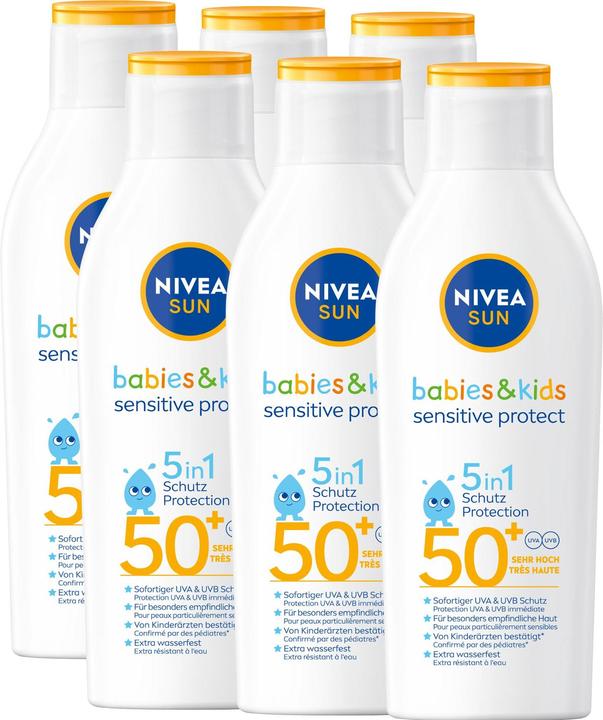 Immagine prodotto NIVEA Crema solare Sensitive Protect SPF 50+ Multipack 6 x 200 ml (Crema solare, SPF 50+, 200 ml)