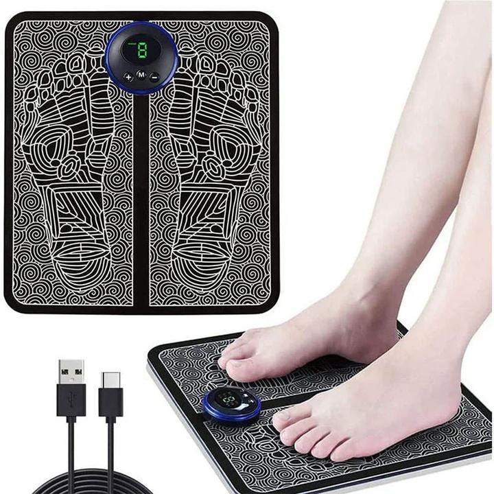 Herzberg Home & Living Faltbare EMS Fussmassagematte mit 8 Massagemodi, Akkubetrieb