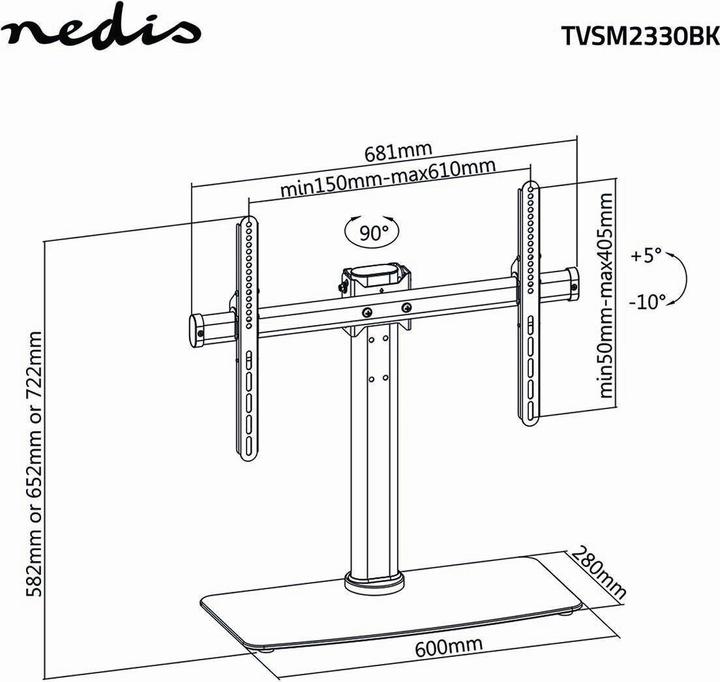 Immagine prodotto Nedis Porta TV a movimento completo (Universale, 65", 45 kg)