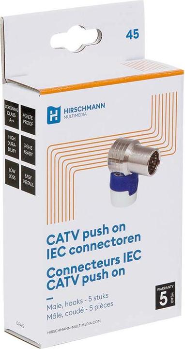 Produktbild Hirschmann QFA 5 Angled push-on quick F connector (Antennenkabel)