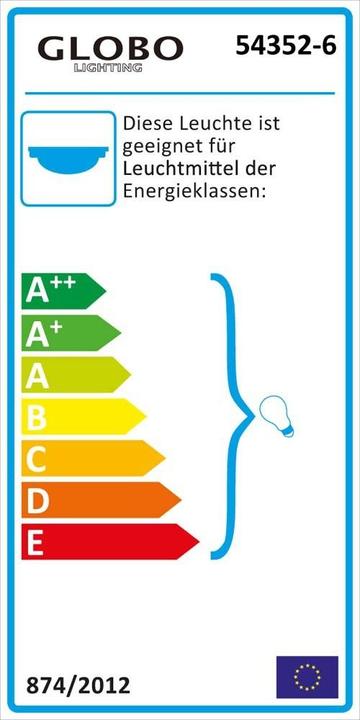 Energie-Label Globo Deckenleuchte nickel matt 6xE14 (E14)