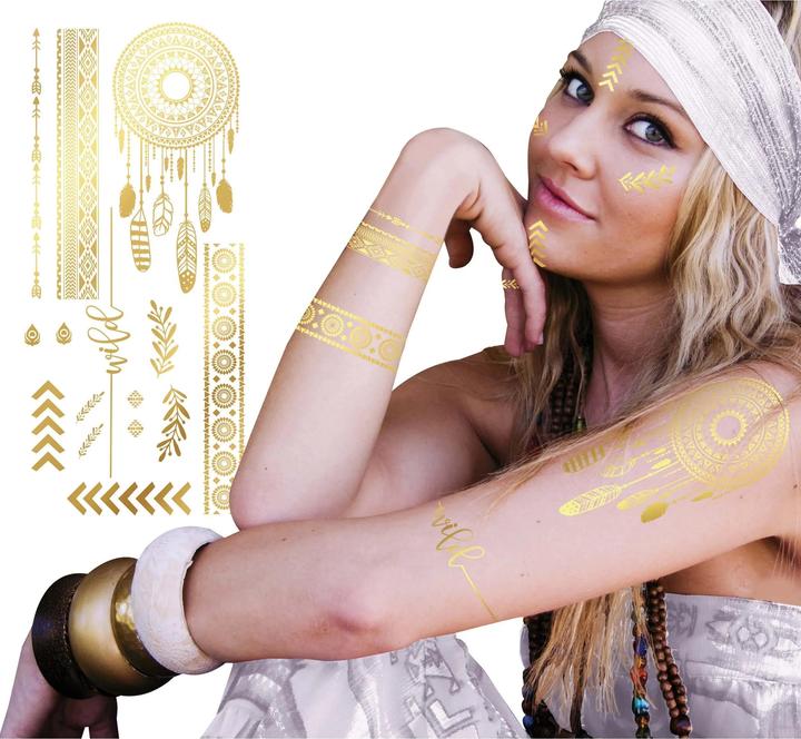 Actual product image Fiesta Golden sticker tattoos Hippie