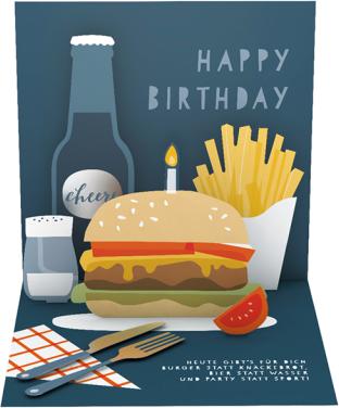 Immagine prodotto Biglietto pop-up - Buon compleanno Burger (1 pz.)