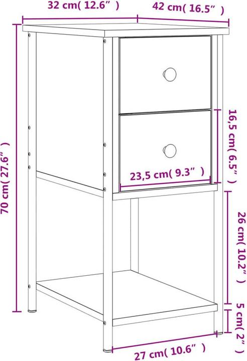 Produktbild VidaXL Alrik (32 x 42 x 70 cm)