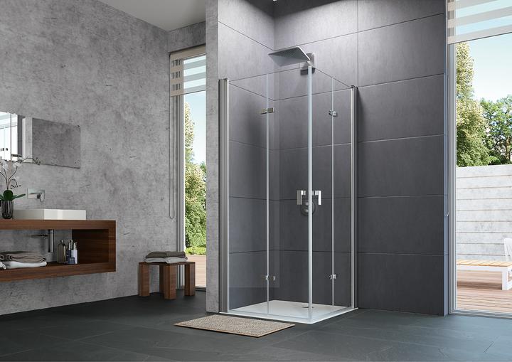 Produktbild Hüppe Design pure Schwingfalttür, Rechtsbefestigung, Breite 900mm, Höhe 1900mm, Montage auf Dusch (200 cm, 98 cm, 190 cm)