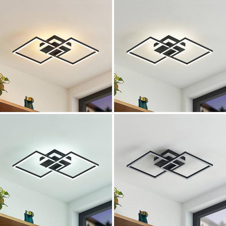 Produktbild Lindby LED-Deckenlampe Fjardo CCT Quadrate schwarz (1240 lm)