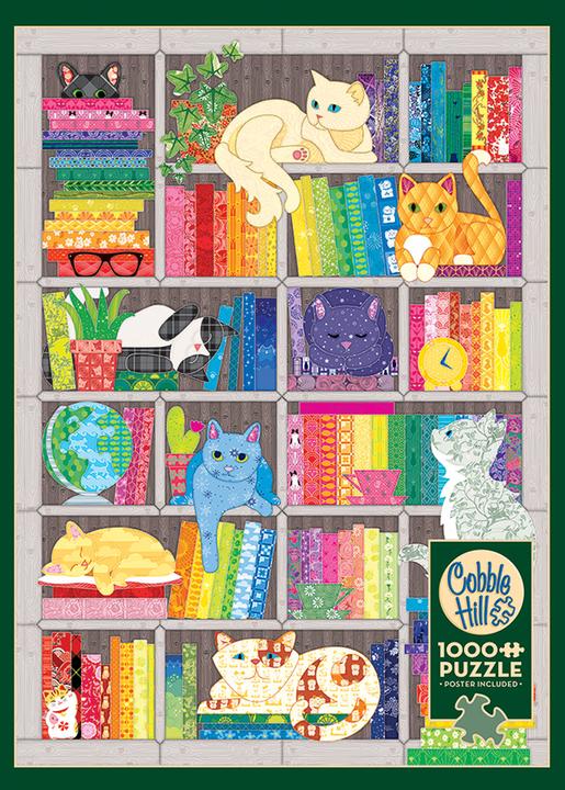 Productafbeelding Cobble Hill Puzzel 1000 stukjes Regenboog Kat Quilt (1000 onderdelen)
