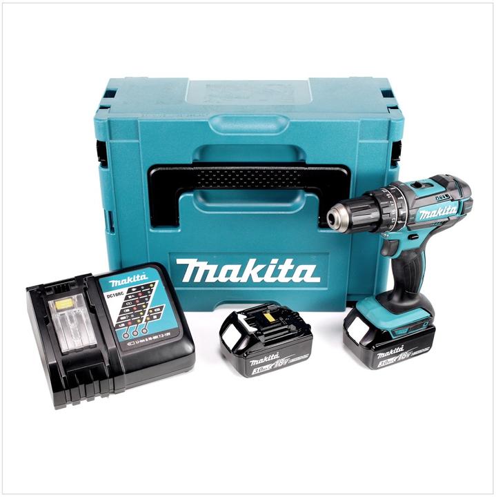 Produktbild Makita DHP 482 RFJ Akku Schlagbohrschrauber 18V 62Nm SDS Plus + 2x Akkus 3,0Ah + Ladegerät im Makpac (Akkubetrieb)