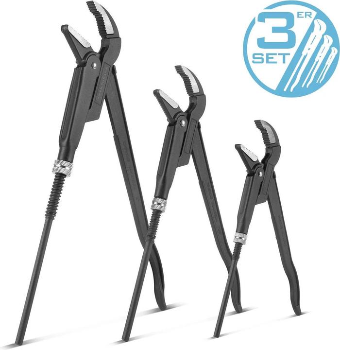 Actual product image Stahlwerk Pipe wrenches set of 3 1, 1.5, 2 inch chrome vanadium water pump pliers (535 mm)