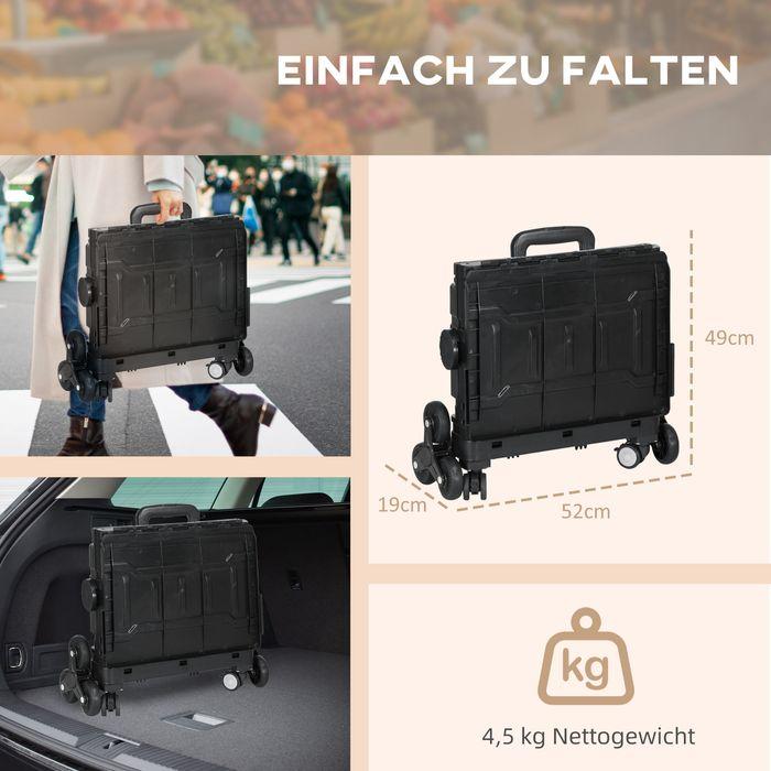 Actual product image Swisshandel24 Folding shopping trolley, adjustable telescopic handle, lid, up to 80kg, black