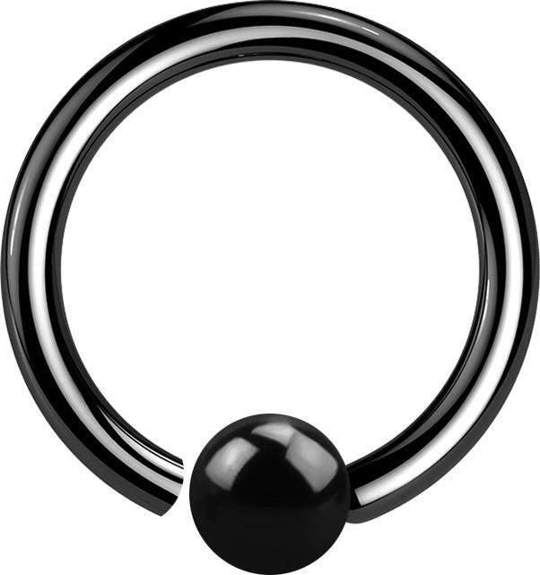 Star Piercing Micro Closure Ring schwarz mit Kugel einseitig fixiert (ohne Messing, Chirurgenstahl 316L)