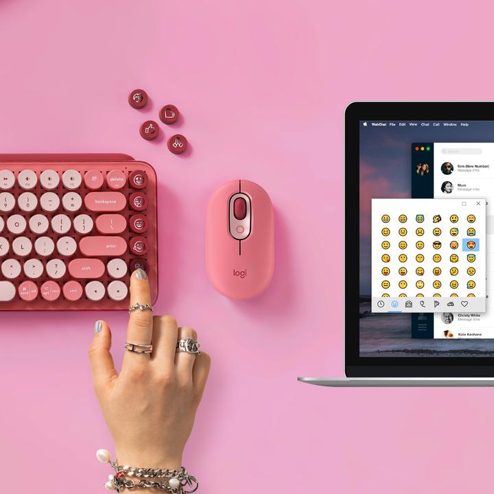 Produktbild Logitech Pop Keys, Mini, RF Wireless + Bluetooth, Mechanischer Switch, QWERTY, Pink (US)