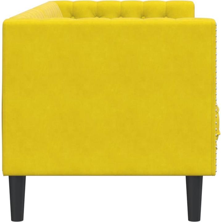 Actual product image VidaXL Chesterfield sofa bolsters 3-seater couch upholstered sofa yellow velvet (Chesterfield)