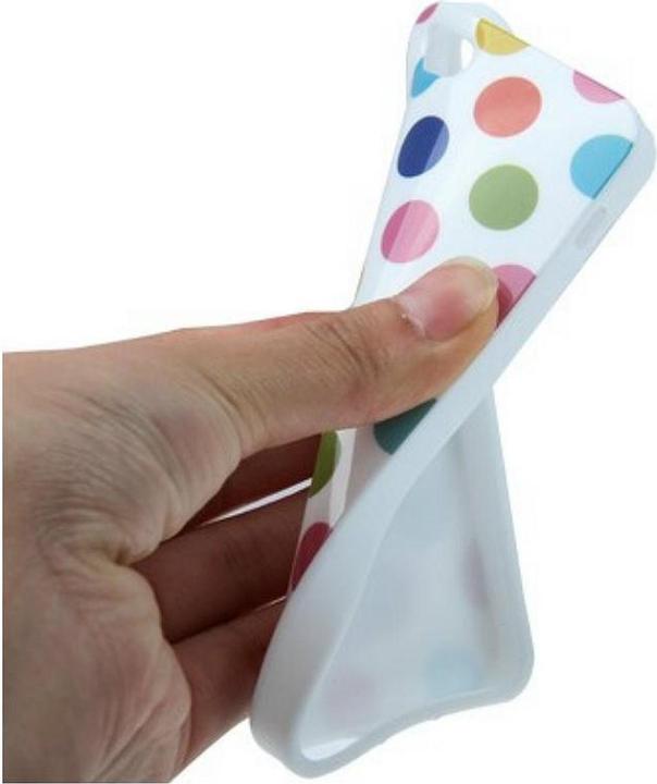 Produktbild König Design TPU Backcover Hülle gepunktet für Handy Apple iPhone 5 & 5s Weiss mit bunten Punkten (Apple iPhone 5)