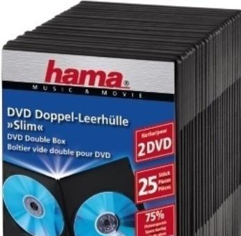 Produktbild Hama 1x25 DVD-Doppel-Leerhülle Slim 75% Platzsparnis