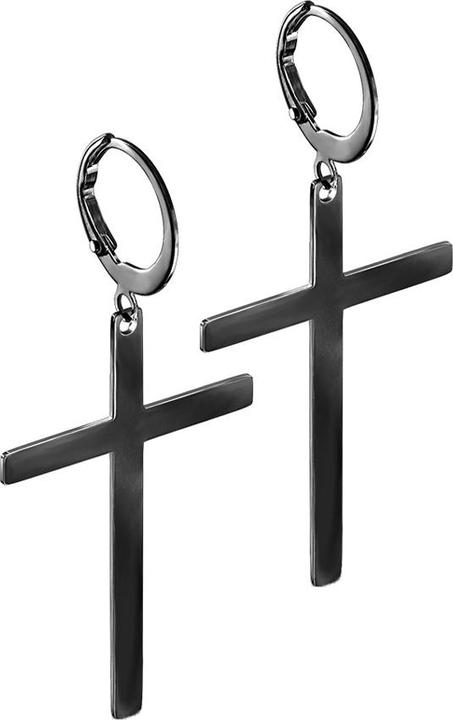 Star Piercing Ohrring schwarz Anhänger Kreuz (ohne Messing, Chirurgenstahl 316L)