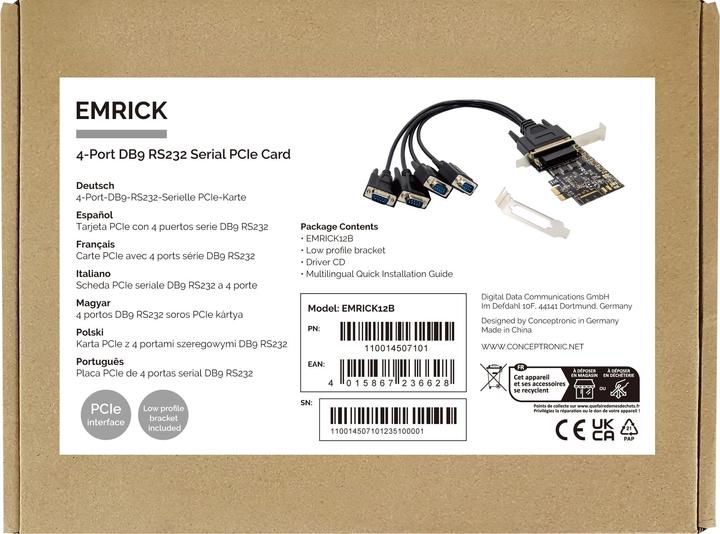 Actual product image Conceptronic PCI Express Card 4-Port DB9 Adapter USB 2.0
