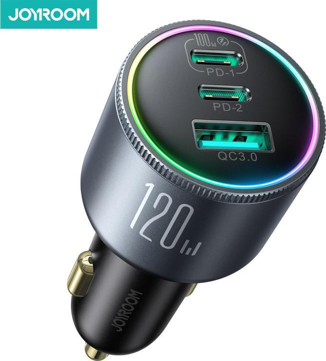 Joyroom Car charger JR-CCN07, 3-Port C to C, 120 W, (Gray)