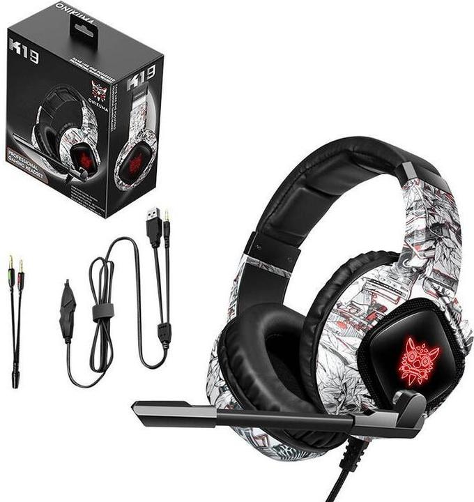 Actual product image Onikuma Gaming headphones K19 Camou White (Cable)