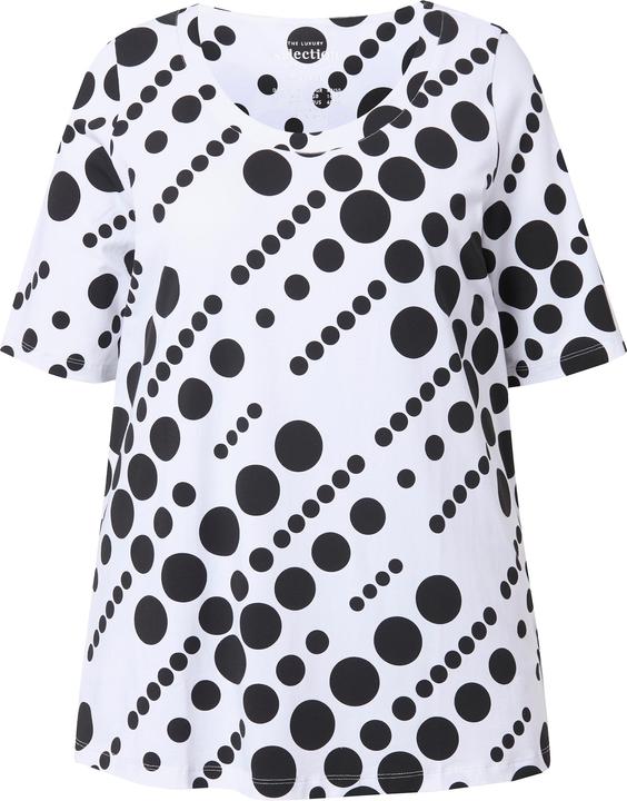 Produktbild Ulla Popken T-Shirt, Punkte, A-Linie, Rundhals, Halbarm, Pima Cotton (50, 52)