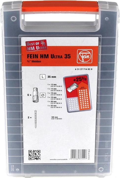 Actual product image Fein Core drill set 63127714020 1 S (18 mm, 14 mm, 12 mm, 20 mm, 22 mm, 16 mm)