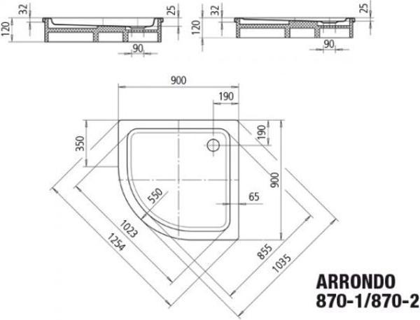 Actual product image Kaldewei Arrondo 870-1 90x90x2,5cm