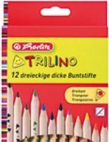 Actual product image Herlitz Trilino triangular crayons, 12-count cardboard box made of cedar wood, natural, jumbo triangular (Wood, 12 x)