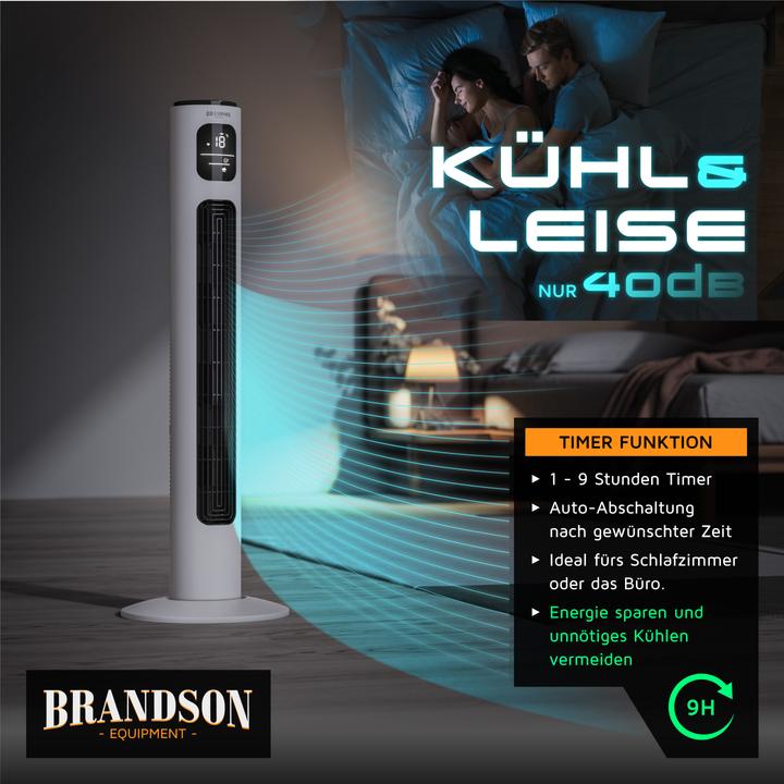 Produktbild Brandson Turmventilator WiFi, Eco DC-Motor 35W, App-Steuerung/Sprachbefehl, Timer, leiser Lüfter, Oszillation (52 dB)