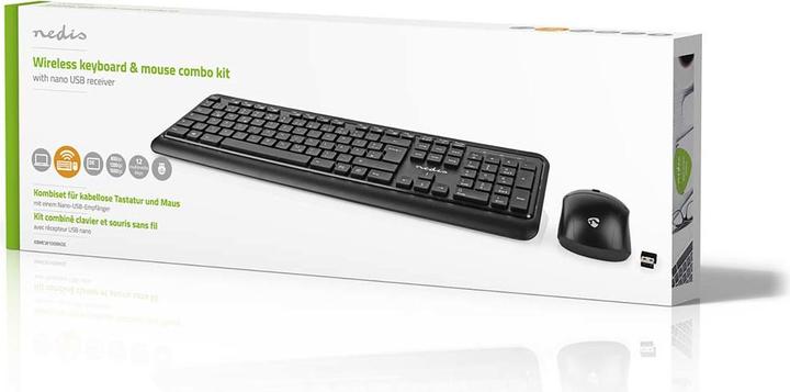 Image du produit Nedis KBMCW100BKDE Kit souris et clavier sans fil Connexion souris et clavier : USB 800 / 1200 / 160 (DE, Sans fil, Filaire)