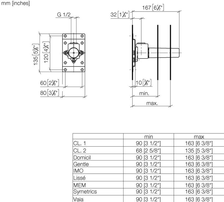 Actual product image Dornbracht Dornb installation body for wall bracket