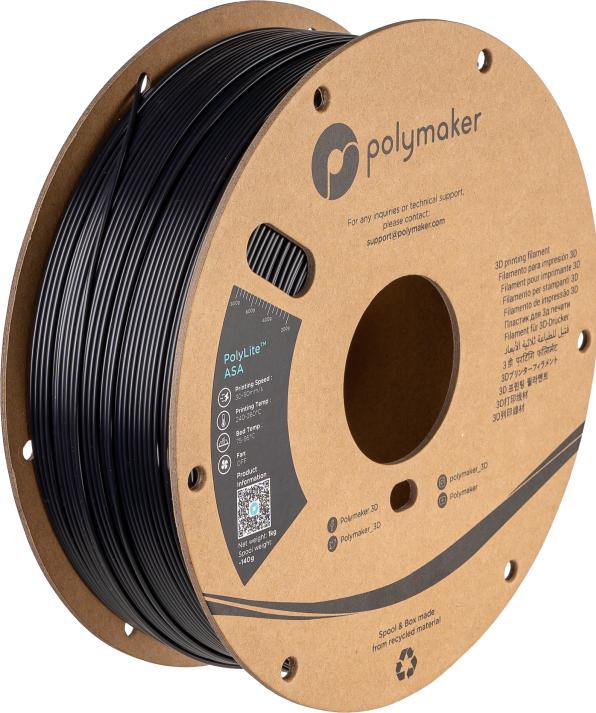 Produktbild Polymaker 70198 - Filament - PolyLite ASA - schwarz - 1000 g (ASA, 2.85 mm, 1000 g, Schwarz)