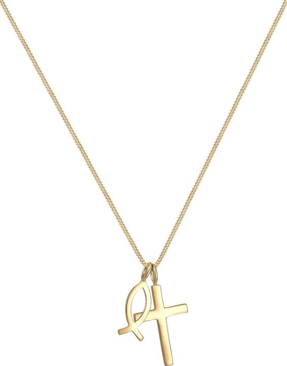 Immagine prodotto Elli Collana con catena a cordoncino, croce, simbolo del pesce, religione, argento 925 (Argento 925, 45 cm)