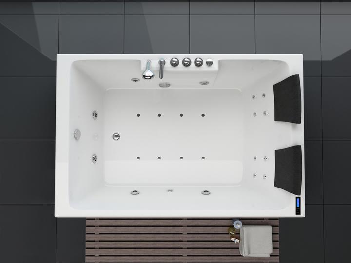 Produktbild PureHaven Whirlpool 180x120 cm Heizung Reinigungsprogramm & Lichttherapie Wasserfall Bluetooth-fähig