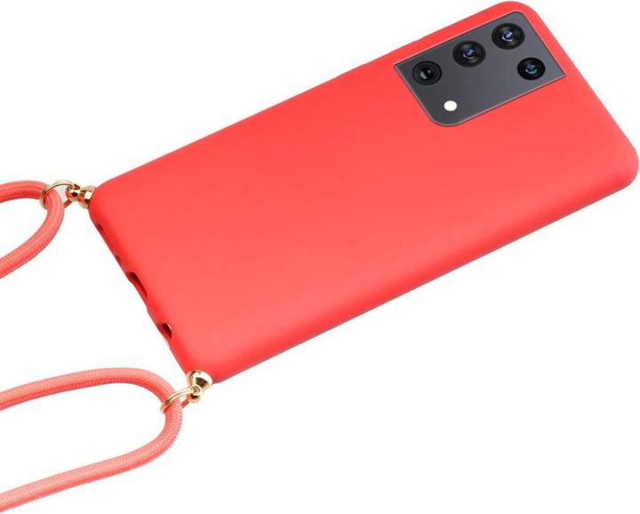 Actual product image Cover-Discount Galaxy S21 Ultra - Case with lanyard red