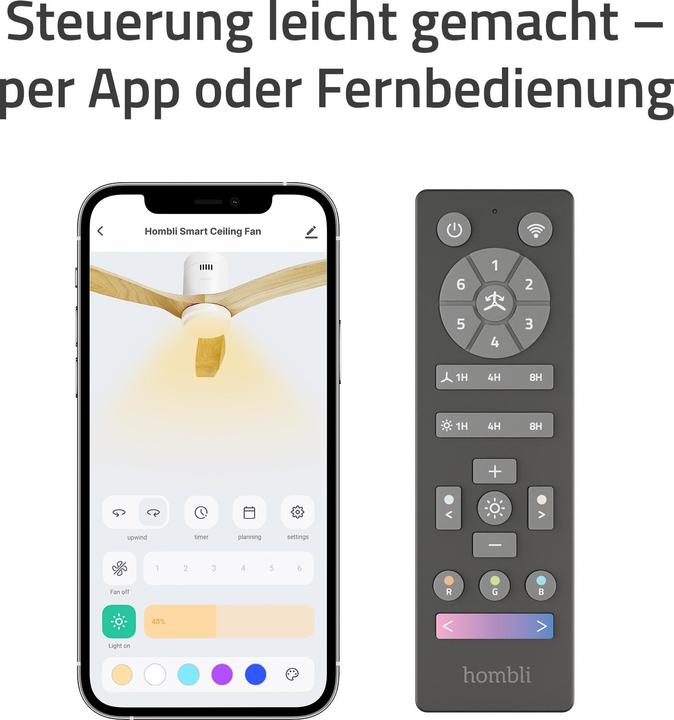 Actual product image Hombli Deckenventilator mit Licht (43 dB)