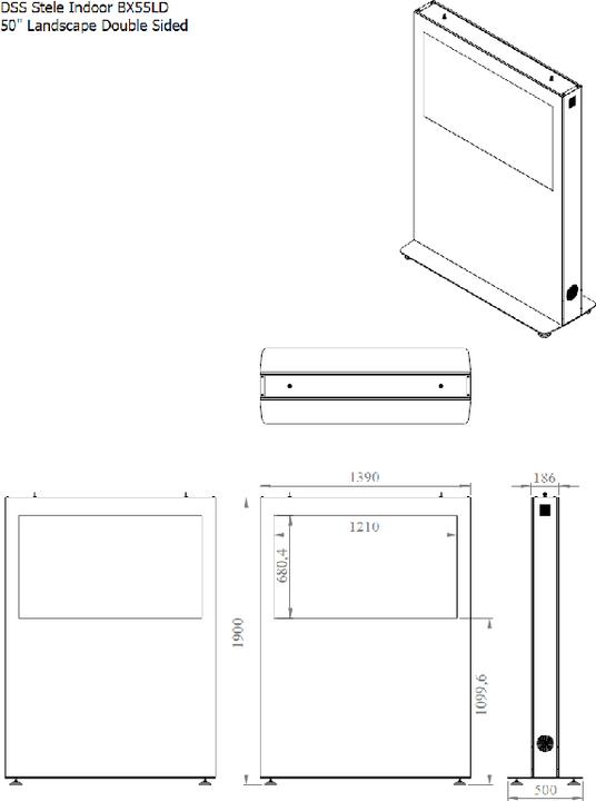 Produktbild DSS Indoor Stele Landscape, 55" Bildschirm, schwarz