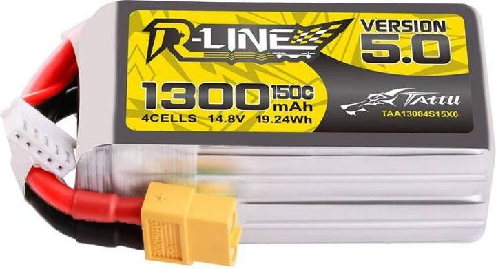 Actual product image Tattu R-Line Version 5.0 1300mAh 14.8V 150C 4S1P Lipo Battery Pack with XT60 Plug (14.80 V, 1300 mAh)