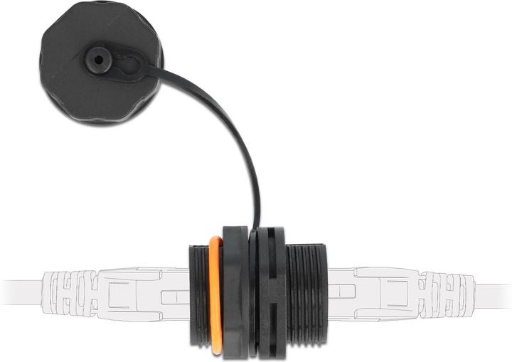 Actual product image Delock RJ-45 coupler, Cat.6A, orange, waterproof, cap 1 piece (Network coupling)