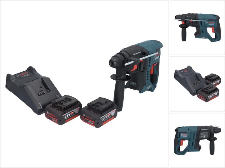 Produktbild Bosch Professional Bosch GBH 18V-21 Professional Akku Bohrhammer 18 V 2,0 J SDS plus Brushless + 2x Akku 4,0 Ah + Lade (Akkubetrieb)