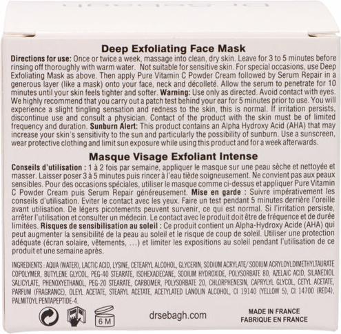 Nährwerte und Zutaten Dr Sebagh Deep Exfoliating Mask Deep Exfoliating Mask 50Ml (50 ml)