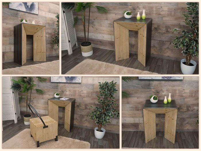 Produktbild Mendler Konsolentisch HWC-L76, Industrial Holz MVG, 80x60x40cm natur mit Metall-Optik (80 x 60 x 40 cm)