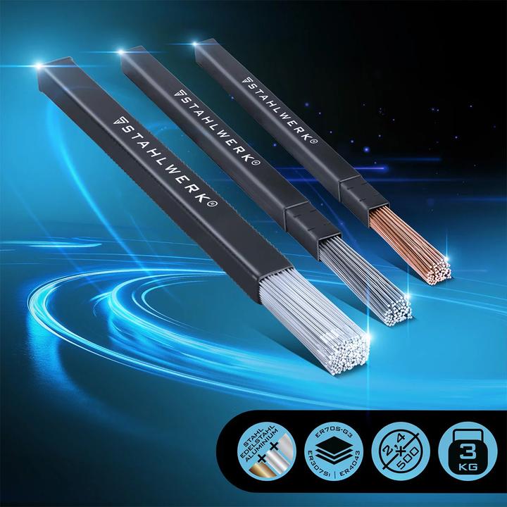 Actual product image Stahlwerk Welding rod set ER70S-G3, ER307Si & ER4043Si5 2.5/2.4 x 500 mm 1kg each