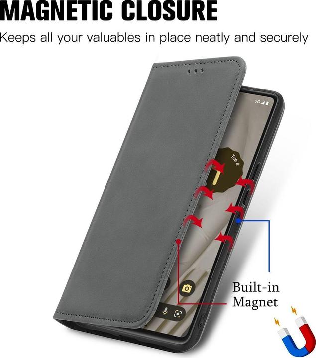 Produktbild König Design Hülle Handy Schutz für Google Pixel 7A Case Cover Klapp Tasche Wallet Etuis Neu (Google Pixel 7a)