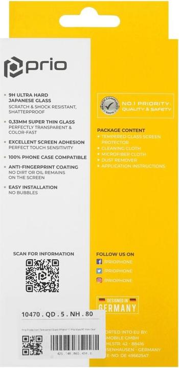 Actual product image prio Premium tempered glass screen protector (1 Piece, Apple iPhone 11 Pro Max)