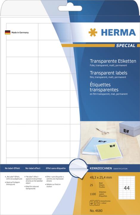Produktbild HERMA Transparente Etiketten A4