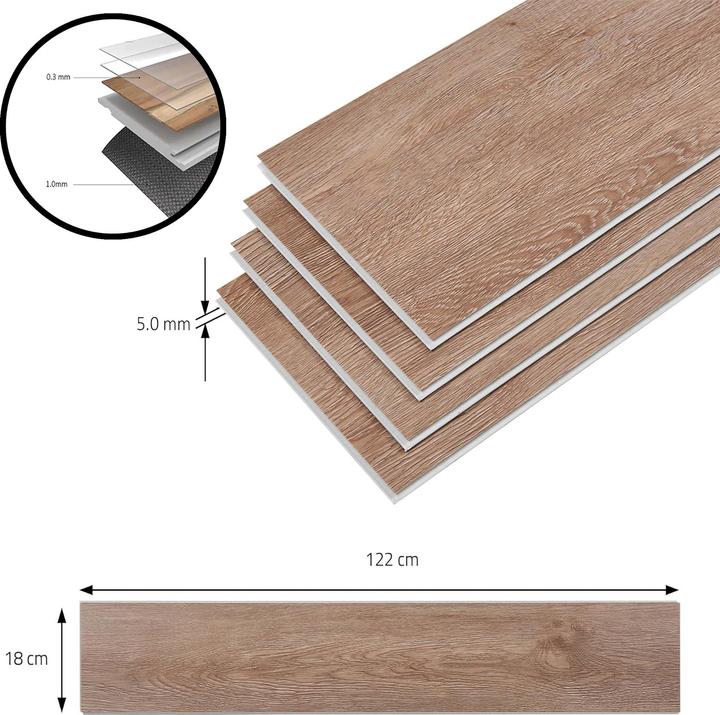 Actual product image neu.holz SPC Klickboden Okapirg 10 Dekordielen 2,196 m² Natural Oak () (Vinyl floor, 2.20 m²)