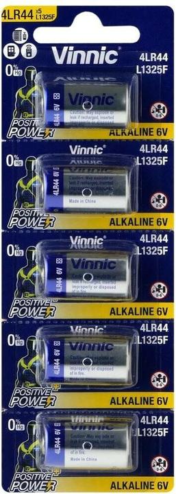 Image du produit Vinnic Pile spéciale 4LR44 / L1325F / 544A / A544 Blister de 5 pièces (5 pcs, LR44, 152 mAh)